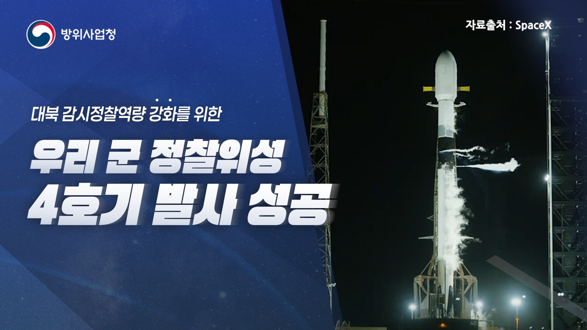 언제 어디서든 본다... 우리 군 정찰위성 4호기 발사 성공!